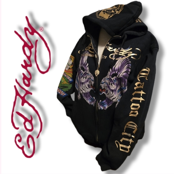 🔥SzL Incredibly RARE Ed Hardy Christian Audigier Zip-Up Hoodie - Picture 6 of 17